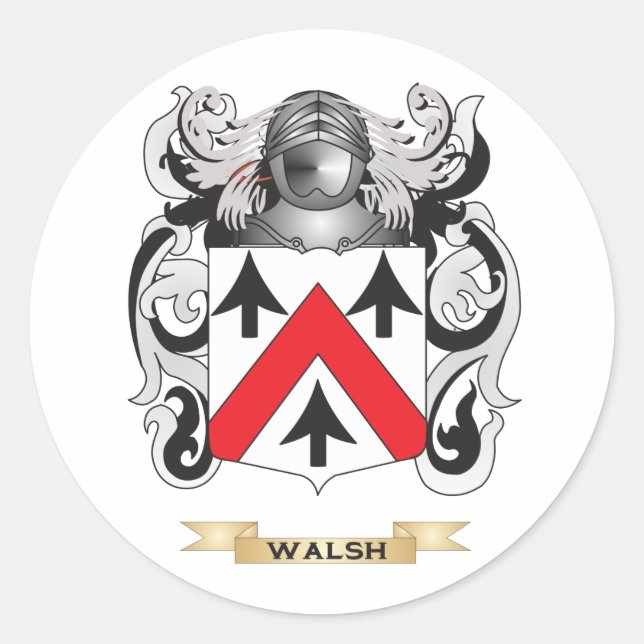 Adesivo Redondo Walsh Family Crest (Casaco de Armas) (Frente)