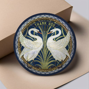 Adesivo Redondo Walter Crane Dois Cisnes Arte Nova Decoração Vinta