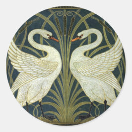 Adesivo Redondo Walter Crane Swan & Rush and Iris Victorian 