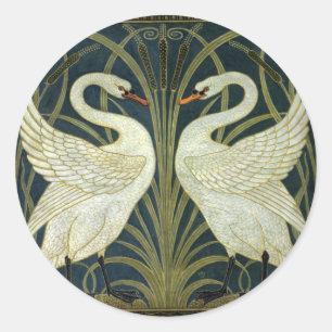 Adesivo Redondo Walter Crane Swan & Rush e Iris Vitoriano