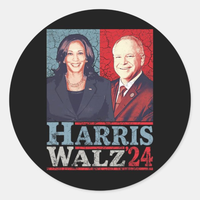 Adesivo Redondo Waltz 2024 Election Kamala Harris Tim Waltz 2024 5 (Frente)