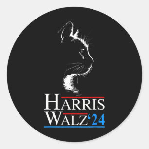 Adesivo Redondo Waltz 2024 Eleição Engraçado Cat Kamala Harris Tim
