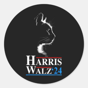 Adesivo Redondo Waltz 2024 Eleição Engraçado Cat Kamala Harris Tim