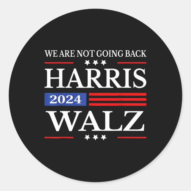 Adesivo Redondo Waltz 2024 Não vamos voltar Kamala Harris 2024 (Frente)
