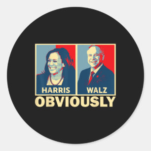 Adesivo Redondo Waltz 2024 Obviamente Tim Walz Kamala Harris 2024
