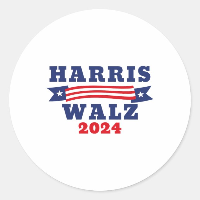 Adesivo Redondo Walz 2024 American Flag Kamala Harris Tim Waltz 20 (Frente)