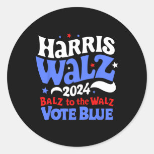 Adesivo Redondo Walz 2024 Eleição Balz Para O Walz Vote Blue Funn