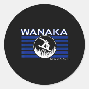 Adesivo Redondo Wanaka Nova Zelândia Snowboard New Zealander Snow
