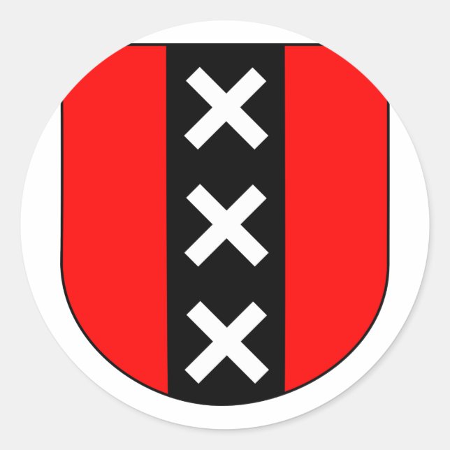 Adesivo Redondo Wapen Amsterdam, Países Baixos (Frente)