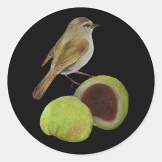 Adesivo Redondo Warbler and Uguisu Mochi Japanese Spring Sticker