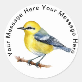 Adesivo Redondo Warbler de Asas Azul