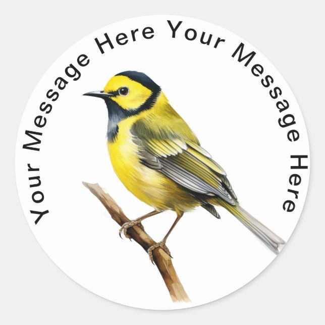 Adesivo Redondo Warbler Hooded Negro (Frente)