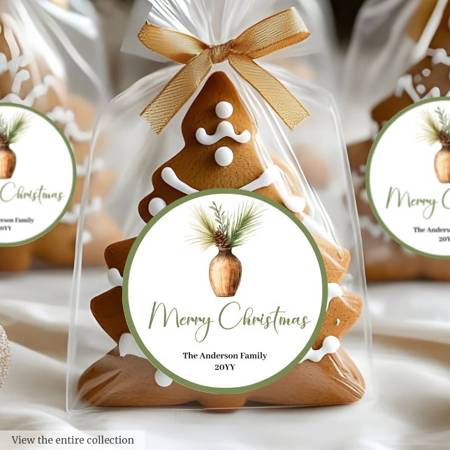 Adesivo Redondo Warm Boho Scandinavian Holiday Gift Wrap Sticker (Warm Boho Scandinavian Holiday Gift Wrap Sticker

)