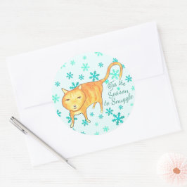 Adesivo Redondo Warm Fuzzies & Winter Flurries Christmas Cat