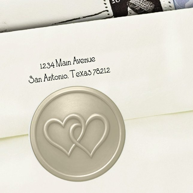 Adesivo Redondo Warm Gray Two Hearts Intertwined Wedding (Criador carregado)