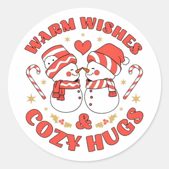 Adesivo Redondo Warm Wishes  & Cozy Hugs (Frente)