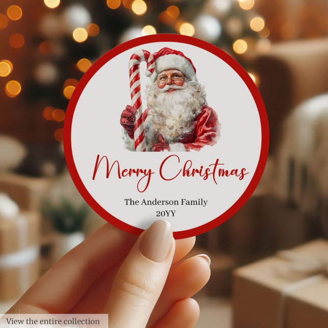 Adesivo Redondo Warmish Santa Claus Cozy Christmas Gift Label (Warmish Santa Claus Cozy Christmas Gift Label)