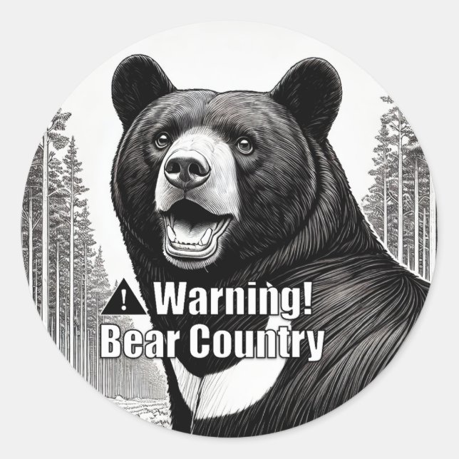 Adesivo Redondo Warning Bear Country Round Sticker (Frente)