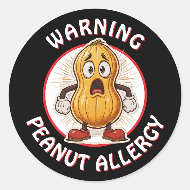 Adesivo Redondo Warning Peanut Allergy Alert   (Frente)