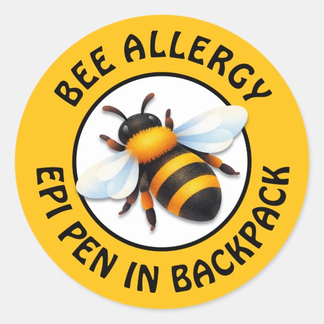 Adesivo Redondo Warning Severe BEE Allergy Alert Button (Frente)