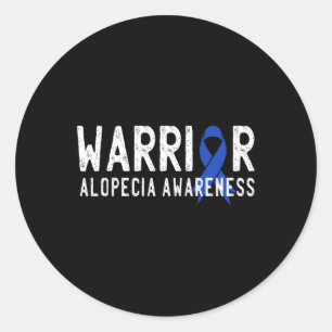 Adesivo Redondo Warrior Alopecia Awarness Blue AA Ribbon Support