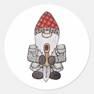 Adesivo Redondo Warrior Knight Gnomo