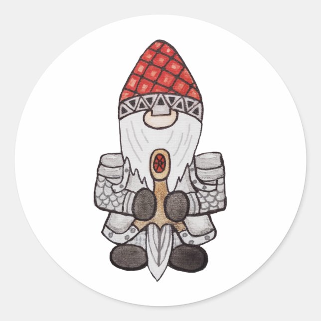Adesivo Redondo Warrior Knight Gnomo (Frente)