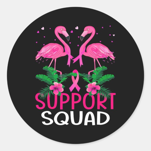 Adesivo Redondo Warrior Support Squad Flamingo Breast Cancer Aware (Frente)