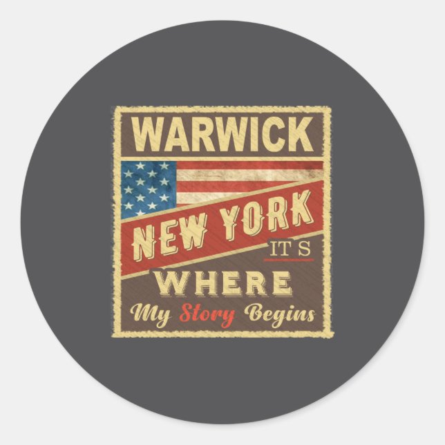 Adesivo Redondo Warwick Ny Its Where My Story Begins  (Frente)