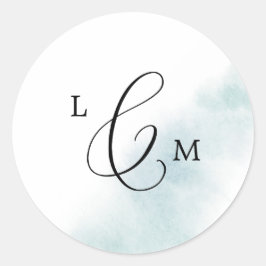 Adesivo Redondo Wash de Aquarela | Selagens de envelopes azuis