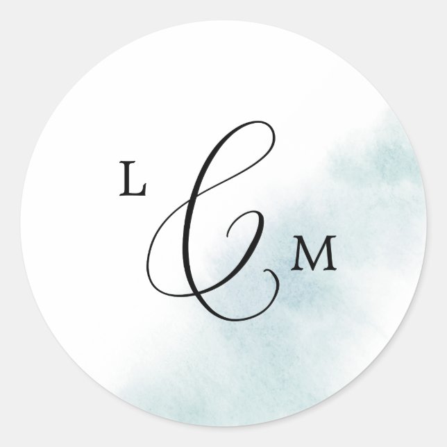 Adesivo Redondo Wash de Aquarela | Selagens de envelopes azuis (Frente)