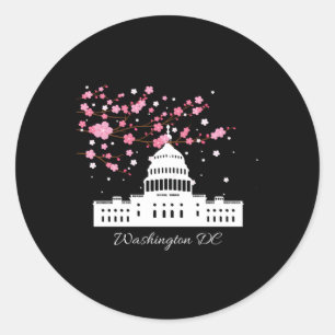 Adesivo Redondo Washington Dc Capitol Building Cherry Blossoms