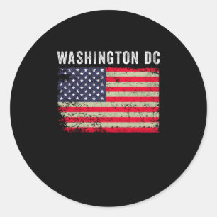 Adesivo Redondo Washington DC EUA American Flag Vintage