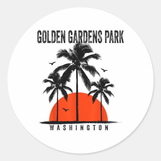Adesivo Redondo Washington Golden Gardens Park Surfing Surfboardin (Frente)