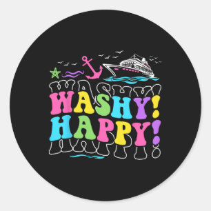 Adesivo Redondo Washington Happy Traveling Beach Trip Ship Tour Cr