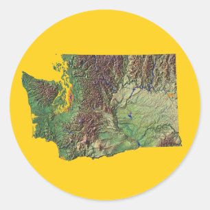 Adesivo Redondo Washington Map Sticker