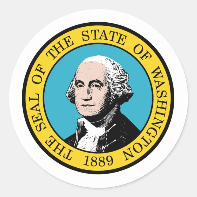 Adesivo Redondo Washington Seal, Selo do Washington Sticker (Frente)