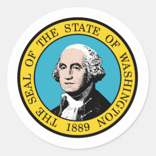 Adesivo Redondo Washington Seal, Selo do Washington Sticker