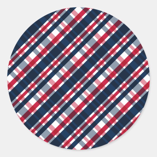 Adesivo Redondo Washington Sports Fan Blue White Xadrez (Frente)