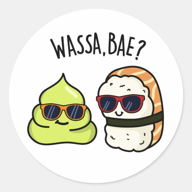 Adesivo Redondo Wassa Bae Funny Comida Wasabi Pun (Frente)