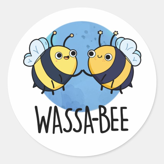 Adesivo Redondo Wassabee Funny Wasabi Bee Pun (Frente)