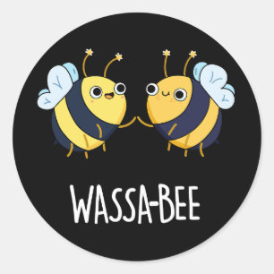 Adesivo Redondo Wassabee Funny Wasabi Bee Pun Dark BG