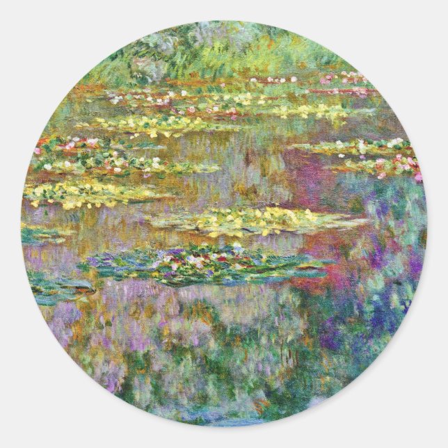 Adesivo Redondo Water Lily Flowers Claude Monet Fine Art (Frente)
