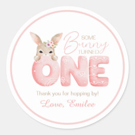 Adesivo Redondo Watercolor Algum coelho é um favor de Festa de ani