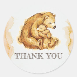 Adesivo Redondo Watercolor Bear Birthday Obrigado