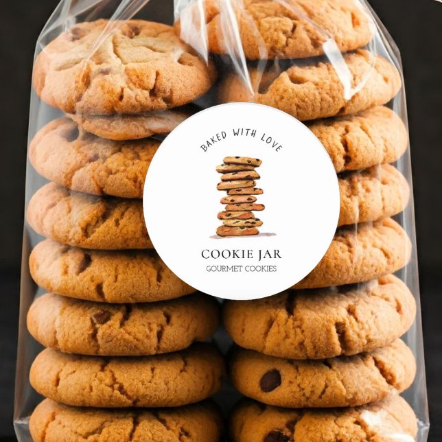 Adesivo Redondo Watercolor Biscoito de chocolate Biscoito (Criador carregado)