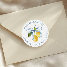 Adesivo Redondo Watercolor Blue Arco Lemons Endereço