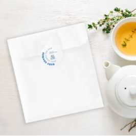 Adesivo Redondo Watercolor blue minimalist baby shower boy