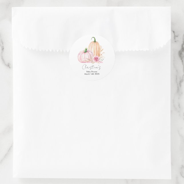 Adesivo Redondo Watercolor Boho Pumpkin Babyshower (Bolsa)