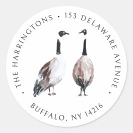 Adesivo Redondo Watercolor Canada Geese Return Address
